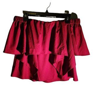 EUC Off the Shoulder Crop blouse Deep Red/Burgundy color